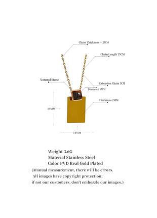 Натуральный камень сталь позолота золото пластина квадрат кулон колье цепочка3 фото