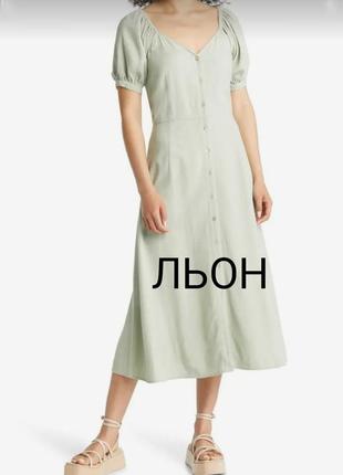 Платье миди из льна и вискозы vero moda