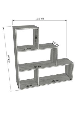 Стелаж стл-75 на 4 комірки в кольорі дуб сонома  ш 1071 / г 280 / в 1076 мм2 фото