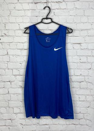 Майка чоловіча спортивна бігова тренувальна синього кольору nike running traning dri-fit blue