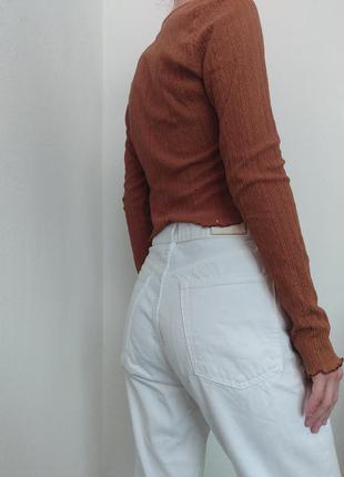 Кардиган zara кофта с пуговицами топ коричневый фактурный кардиган джемпер пуловер реглан лонгслив кофта6 фото