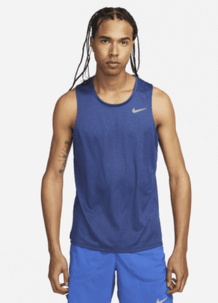 Майка мужская спортивная беговая тренировочная синего цвета nike running traning dri-fit blue3 фото