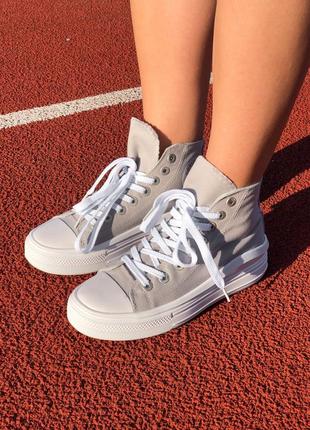 Женские кеды converse chuck taylor move high grey white