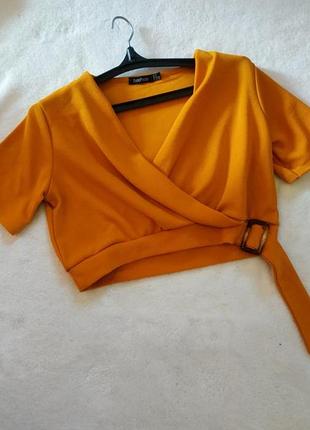 Горчичная блуза топ boohoo