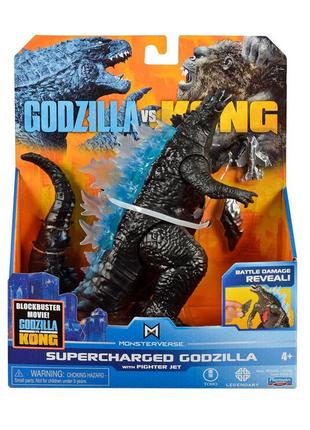 Фигурка godzilla vs. kong годзилла с суперэнергией и с истребителем tzp196