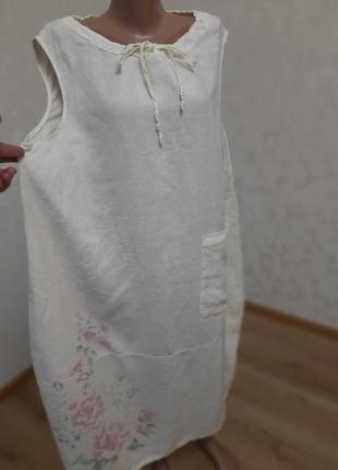 Этот невероятно нежный льняной бохо платья сарафан оверсайз лен 100% итальялия