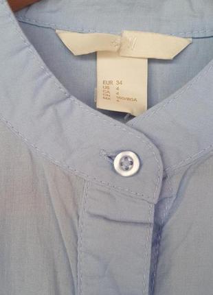 Удлиненная летняя голубая блуза - туника h&amp;m. 100% бавовна.4 фото