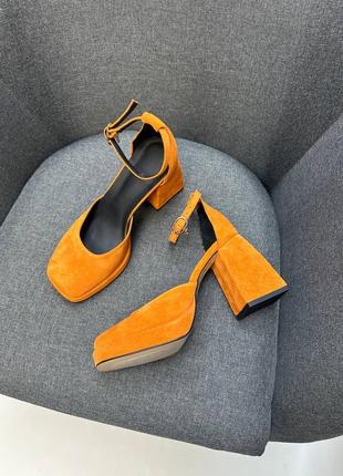 Оранжевые оранжевые замшевые туфли много цветов3 фото