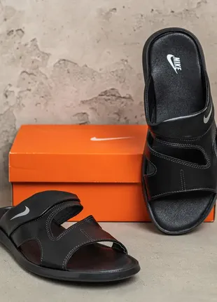 Чоловічі шкіряні літні шльопанці-сланці nike1 фото