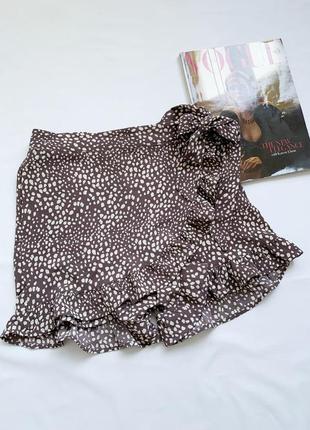 Шорты, юбка-шорты, в горошек, коричневые, коричневая, pigalle