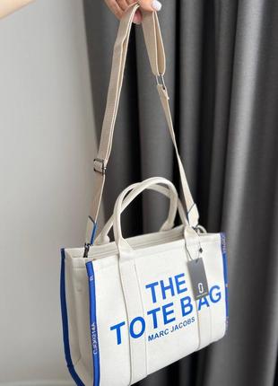 Женская сумка marc jacobs tote bag#ile white/blue5 фото