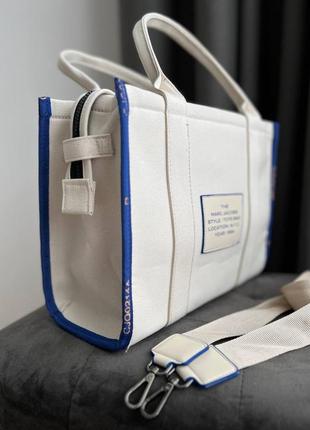 Женская сумка marc jacobs tote bag#ile white/blue6 фото