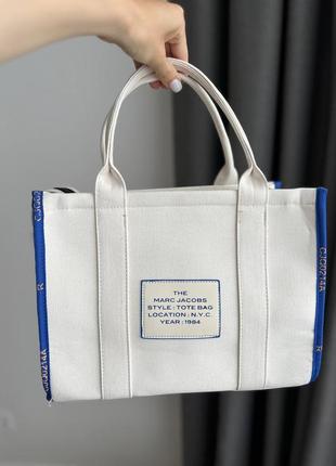 Женская сумка marc jacobs tote bag#ile white/blue3 фото