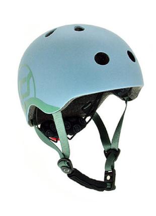 Шлем scoot&ride led 46-51 см xxs/xs gey/blue (sr-181206-steel)1 фото