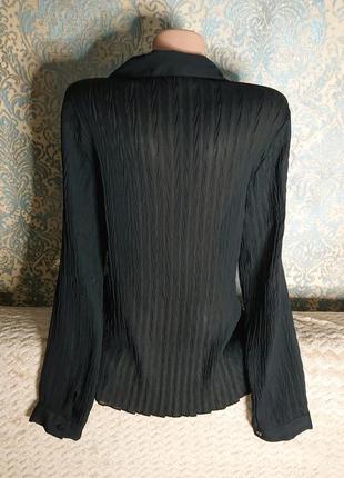Женская черная блуза гофре р.46/48 блузка блузочка рубашка7 фото