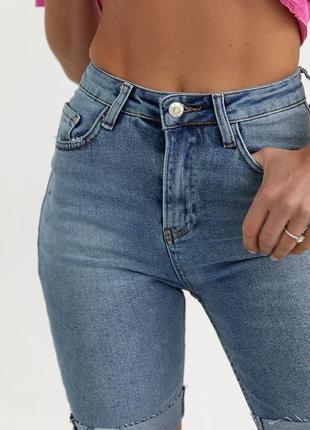 Женские джинсовые шорты с подкатом - джинс цвет, 34р (есть размеры)4 фото
