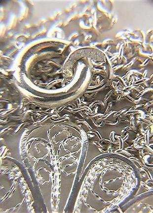 Подвеска кулон с цепочкой серебро ссср 960 проба 4,83 гр длина цепи 55 см скань флорентийская7 фото