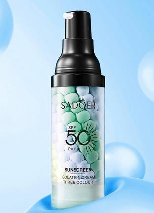 Багатофункціональний триколірний праймер із ступенем захисту spf 50 pa+++ sadoer2 фото