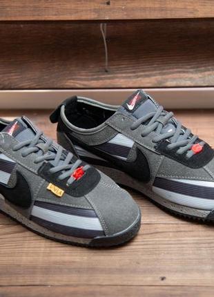 ✅мужские кроссовки nike cortex x unoion grey black