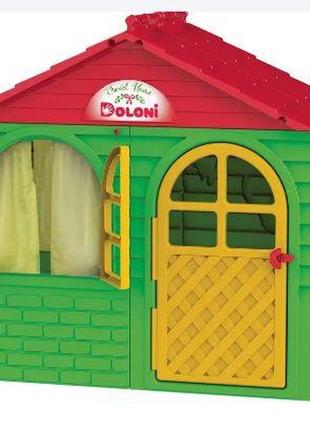 Детский пластиковый домик детский домик пластмассовой 02550/13  doloni для вулиці зелено-червоний2 фото