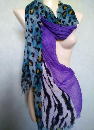 Модний стильний великий шарф/анімалістичний принт зебра і леопард/палантин снуд2 фото