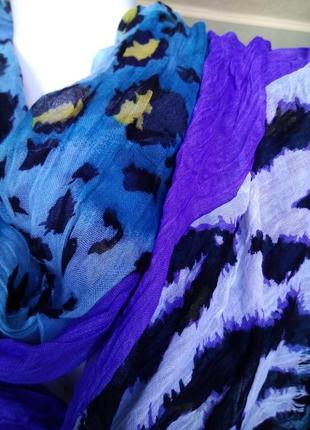 Модный стильный большой шарф/анималистический принт зебра и леопард/палантин снуд4 фото