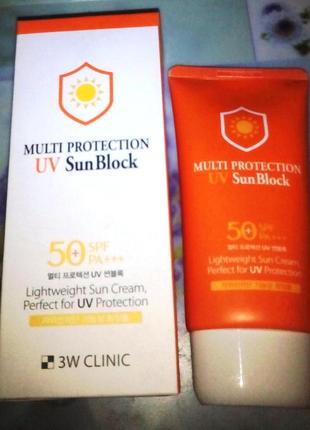 3w clinic multi protection uv sun block spf50+/pa+++ 70ml  сонцезахисний крем sun cream2 фото