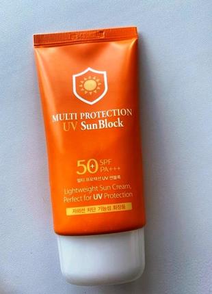 3w clinic multi protection uv sun block spf50+/pa+++ 70ml  сонцезахисний крем sun cream3 фото