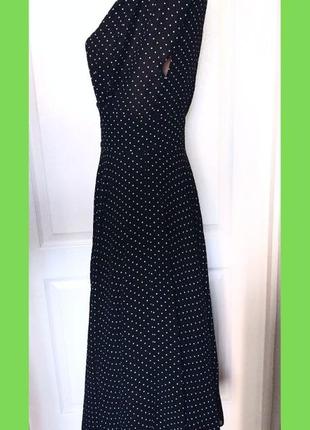 Ефектна стильна міді сукня чорна в горошок р. xs, s віскоза у стилі new look5 фото