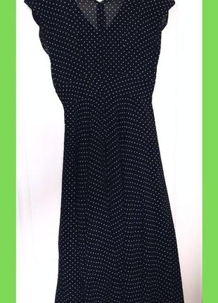 Ефектна стильна міді сукня чорна в горошок р. xs, s віскоза у стилі new look7 фото