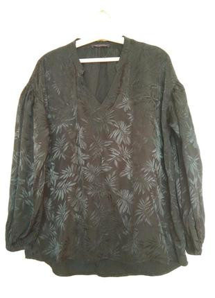 Принтовая черная блуза вискоза бренда marks &amp; spencer, р 14