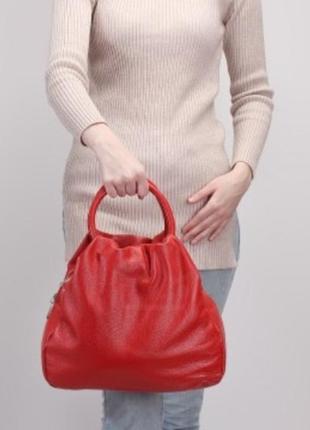 Цікава жіноча сумка з натуральної шкіри вишневий9 фото