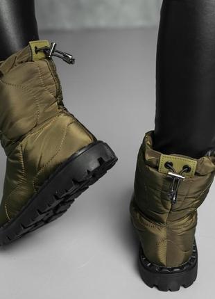 Ботинки дутики женские fashion molly 3878 36 размер 23,5 см оливковый5 фото
