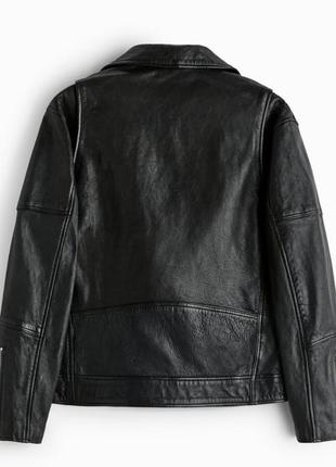 Шкіряна куртка zara  у байкерському стилі  чорного кольору3 фото