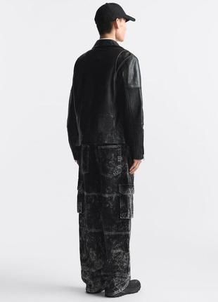 Шкіряна куртка zara  у байкерському стилі  чорного кольору4 фото