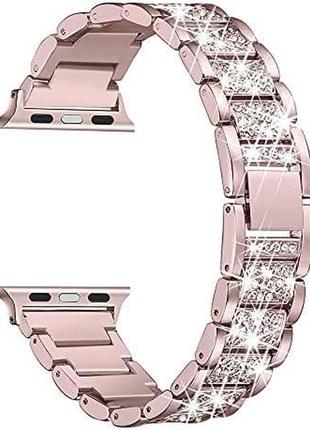 Ремінець для apple watch swarovski  з камінцями  rose gold • 42/44/45/49mm.