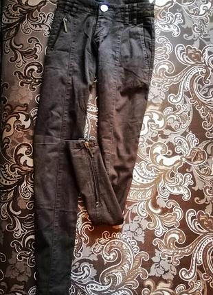 Коричневі штани штани на замочку з кишенями катоновые розмір 36-38