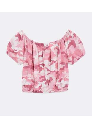 Розовый камуфляжный топ new look с открытыми плечами для девочки 14 лет, 164 см3 фото