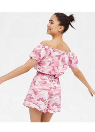 Розовый камуфляжный топ new look с открытыми плечами для девочки 14 лет, 164 см2 фото