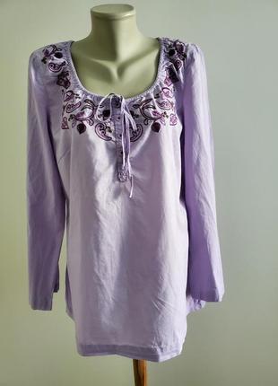 Шикарна брендова котонова блузка з вишивкою2 фото