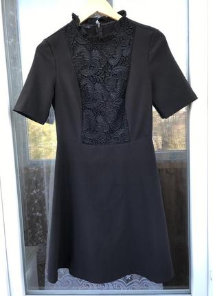 Платье oodji, платье с декоративной отделкой горловины и вставкой из кружев2 фото