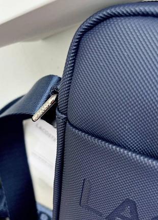 Барсетка lacoste синяя мужская сумка через плечо4 фото