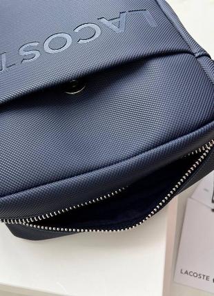 Барсетка lacoste синяя мужская сумка через плечо9 фото