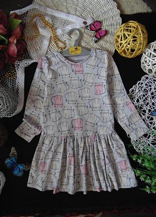 4-5лет.трикотажное платье в котики f&f.