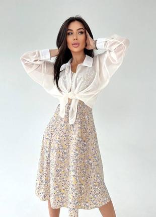 Женское летнее комплект легкое невесомое платье и шифоновая блуза качественный10 фото