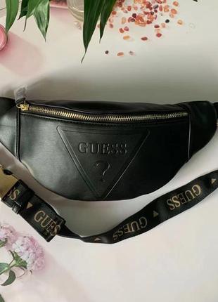 Бананка guess черная женская поясная сумка