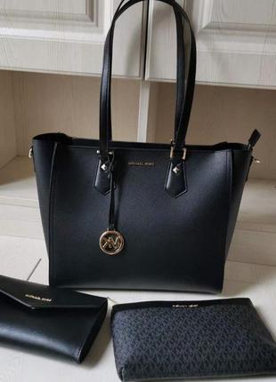 Женская сумка michael kors kimberly black 3 в 1 черная / органайзер / клатч1 фото