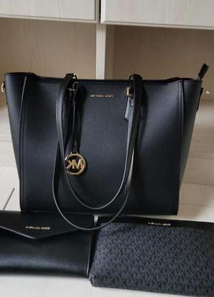 Женская сумка michael kors kimberly black 3 в 1 черная / органайзер / клатч7 фото