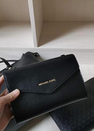 Женская сумка michael kors kimberly black 3 в 1 черная / органайзер / клатч3 фото