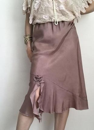 100% ацетат. легкая натуральная юбка на лето коричневая collection стиль y2k1 фото